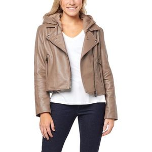 BLANKNYC Leather Jacket with Removable Hood